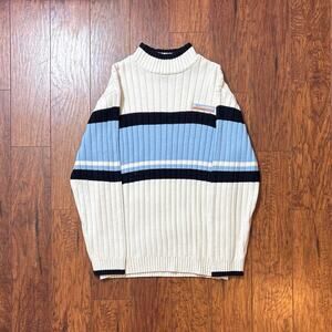 Vintage Southpole Y2K Mock Neck Striped Ribbed Knit Sweater